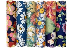 UOOOM 6pcs 50 x 50 cm patchwork cotone Tessuto DIY Handmade Quilting Tessuto motivi diversi (Colore 9013#)