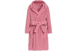 JiAmy Girls Dressing Gown Fleece Hooded Bathrobe Kids Warm Soft Bath Robe Fuzzy Towel Robes 4-14Years Kids