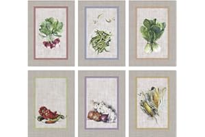 Vingi Strofinacci Modello Tiffany in 100% Cotone con Stampa Digitale CONFEZIONATI in Busta Confezione da 6 Pezzi (Disegno 9)