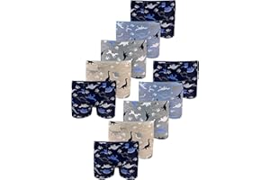 LOREZA ® 10er Pack Jungen Boxershorts Slips Dinosaurier Motiv Unterhosen Baumwolle