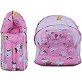 Fareto Baby Mattress with Net & Sleeping Bag (0-6 Months)(Pink T)