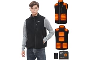 Hecusma Fleece Heated Vest for Men with Battery Pack 16000mAh 7.4V, Warming Mens Heated Vest, Fleece Heated Vest for Men Hunting, Skiing, Outdoor Motorcycling