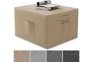 ELONEO Copertura per Materasso Pieghevole - 75x195x15 cm, Rivestimento Protettivo per Materasso per Ospiti con Tasche Laterali, Lavabile, Design Moderno, Pouf, Ottomana, Poggiapiedi Crema