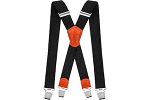 Decalen Bretelle Uomo Eleganti Extra Forte Clip Taglia Unica per Uomini e Donne Grandi e alti Larghezza Regolabile di 4 cm e Forma a X Elastica (Nero 1)