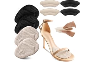 Riootlnm Metatarsal Pads, Ball of Foot Cushions, Heel Pads Inserts for Too Big Shoe, Reduce Foot Pain, No Slip Heel Grips Liners Shoe Pads for Loose Shoe, Blisters, Beige+Black, One Size