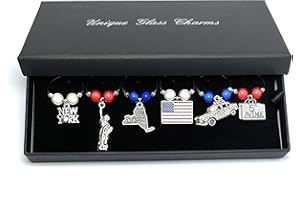 LIBBYSMARKETPLACE.COM Libby's Market Place Breloques faites à la main pour verres à vin sur le thème de New York avec coffret cadeau (vendeur britannique)