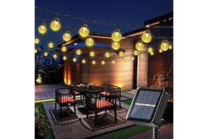 Joomer Luci Solari Esterno Giardino, 21,8M 100 LED Catena Luminosa Esterno Solare 8 Modalità, Luce Stringa Solari Cristallo Globo Impermeabile Per Interno, Festa, Patio, Cortile, Bianco Caldo