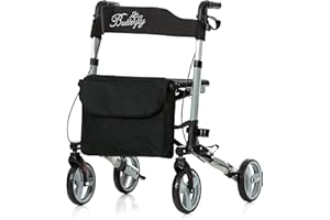 REHASHOP Leichtgewichtrollator Butterfly Grau - Faltbar und Leicht inkl. Stockhalter