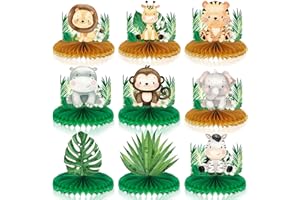 GUKASXI 12 Pcs Dschungel Tiere Waben Centerpieces Tischaufsätze Safari Dschungel Thema Party Dekoration Kinder Baby Dusche Tiere Geburtstag Party Tischdekoration (Dschungel-Tier)