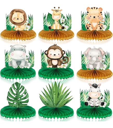 Coriandoli Safari Per Baby Shower A Tema Giungla | Oro Glitter Con Animali E Foglie | 1500 Pezzi Per Decorazione Tavolo