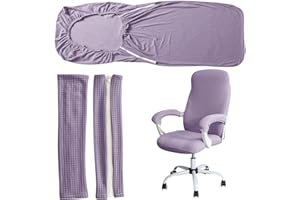 RTSFKFS 3-teiliges Set Bürostuhl Stuhl Bezug (einschließlich 1 Sitzbezug und 2 Armlehnenbezüge) Elastische Gaming Stuhlhussen mit Armlehne Office Computer Wasserabweisend Stuhlbezüge(Purple,M)