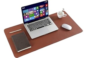 ARNTY Podkładka na Biurko, Leather Mata na Biurko, Wodoodporna Mata na Biurko na Laptopa, Dwustronna Podkładka na Laptopa do Biura i Domu(Brązowy & Szary, 90 * 43cm)