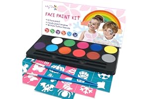 Maydear Kit de pintura facial para niños con pintura facial grande a base de agua segura y no tóxica de 12 colores (mate)