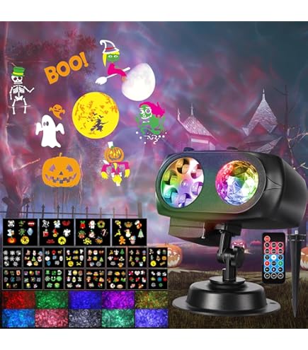 Halloween-Projektor Mit 16 Gruseligen Motiven - Wetterfeste Geisterlampe Für Drinnen & Draußen