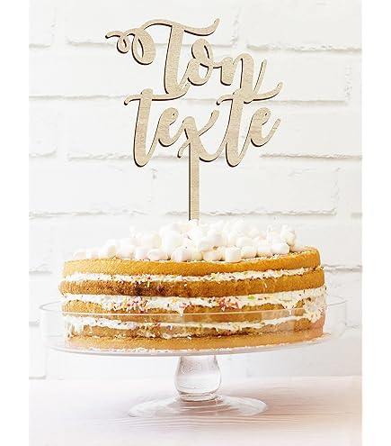 Décoration Gâteau Mariage En Bois - Cake Topper MrMrs, Just Married, Love - Personnalisable, 12-15 Cm - 6