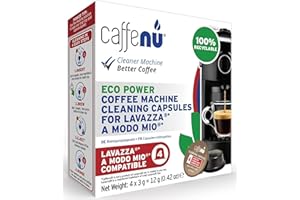 Caffenu Cleaning Capsules Compatible with Lavazza a Modo Mio 4 Compatible Lavazza Cleaning Pods. Coffee Machine Cleaner For Crisp Coffee. Cleans inaccessible areas such as nozzle and spout.