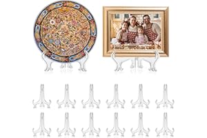 Dorart Home Porta Piatti Trasparente，Porta Piatti da Esposizione da 14 pezzi da 7,5×15 cm，Lattina Piastra Pieghevole in Ceramica Porta Vassoio Porta Piatto Porta Cornice Porta Foto Porta Regalo