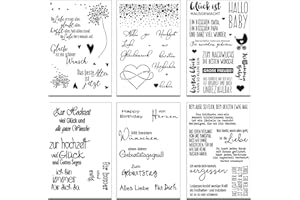 Jinhuaxin 6 Blätter Silikonstempel Sprüche Deutsch Text, Silikonstempel DIY Set, Stempel Sprüche Deutsch, Für Bullet-Journal Sammelalbum Geburtstagskarte Stempelset Kinder