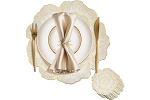 ZLLKEJI Juego de 6 Manteles Individuales Redondos de Flores Oro - PVC Lavables, Resistentes Al Calor, Antideslizantes para Mesa de Cocina y Restaurantes