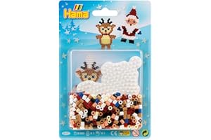 Hama Perlen 4117 Kleines Set Weihnachten mit ca. 450 bunten Midi Bügelperlen mit Durchmesser 5 mm, 2 Stiftplatten, inkl. Bügelpapier, kreativer Bastelspaß für Groß und Klein