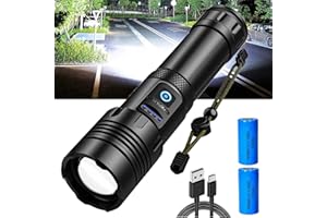 ‎PANYIXUAN PANYIXUAN Taschenlampe LED Aufladbar Extrem Hell, 90000 Lumen Taschenlampen Batteriebetrieben Typ-C, XHP70.2 taschenlampe Mit Holster, IP67 taktische Flashlight Torch für Outdoor Notfall Camping