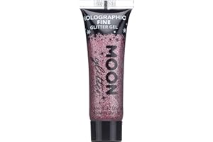 Holographic Fine Face & Body Glitter Gel by Moon Glitter - Pink - Cosmetic Festival Glitter Face Paint for Face, Body, Hair, Nails - 12ml