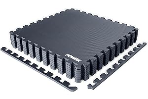 POWRX Tappetini fitness di protezione per pavimento (60x60x1,2 cm) - Tappeto puzzle ad incastro con superficie antiscivolo - Tappetino per palestra, ginnastica, allenamento - Colore a scelta