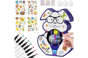 Joyesplay Osterei Dekorationsset,Ostereier Zum Bemalen mit Spinner DIY Osterdeko Mit 2 Sticker-Packs 3 Eiern & 8 Farben Stiften Oster Geschenk Kinder für Ostern (Grau)