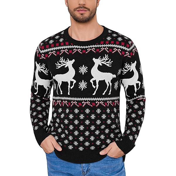 Kersttrui met ronde hals voor heren, lange mouwen, grappig