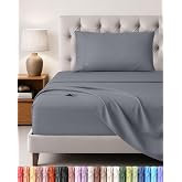 Utopia Bedding 3-Piece Sheet Set, 90 x 190 cm, Grey | Fitted Sheet, Flat Sheet and 1 Pillowcase 50 x 75 cm &ndash; 90 cm Bed &ndash; Oeko
