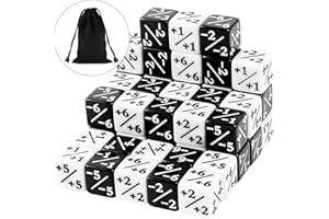 Pomeloone 48 Stücke Würfel Zähler, Token Würfel Loyalität Würfel D6 Würfel Kompatibel mit MTG, CCG, Kartenspiel Zubehör, mit Aufbewahrungsbeuteln (Weiß+Schwarz)