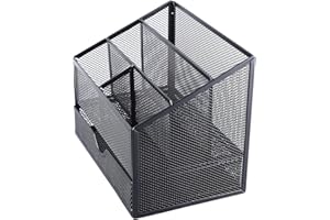 HZTYYIER Metalowy Organizer na Biurko z Wyjmowanymi Szufladami Kompaktowe Gniazda na Książki A4 A5 Długopisy Notatki Elegancki i Trwały Organizer na stół Biurowy