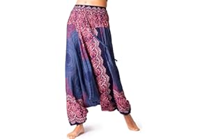 PANASIAM Pantalones Tipo Harem, diseño 'Peacock', Viscosa Suave