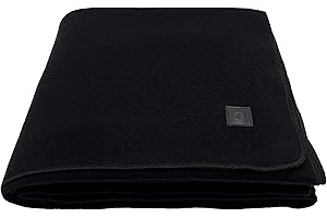 EKTOS 100% Wool Blanket, 90" x 66", Washable Wool Blanket, Survival Blankets Extreme Cold (Black, Twin Size)