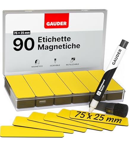 100 Etichette Magnetiche Scrivibili - 80x30 Mm, 5 Colori, Per Frigorifero E Lavagna - Foto 6
