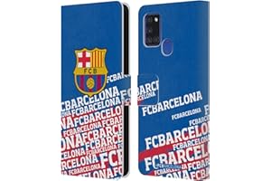 Head Case Designs Offiziell Zugelassen FC Barcelona Effekt Wappen Leder Brieftaschen Handyhülle Hülle Huelle kompatibel mit Samsung Galaxy A21s (2020)