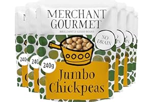 Merchant Gourmet Jumbo Chickpeas with Italian Extra Virgin Olive Oil - High in Protein & Fibre, Drain-Free, Premium Ingredients, No Preservatives (6x 240g)