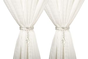 SUQ I OME 1 Pair of Luxury Crystal Beaded Magnetic Curtain Tieback and Holdback Curtain Clips Curtain Buckle Curtain Holder Blingbling Curtain Holdbacks for Drapes,Crystal