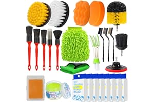 Yumzeco 28PCS Kit Nettoyage Voiture,Brosse Detailing Auto，Brosse Perceuse Nettoyage Voiture Interieur Exterieur,Brosse Jante Voiture,Brosse Tapis Voiture,Kit Polissage Voiture Pinceau Nettoyage Auto