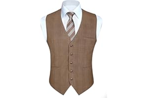 HISDERN Męska formalna kamizelka weselna bawełniana kamizelka w kratę