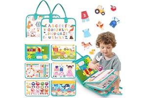 WINNROK Busy Board da 1 2 3 anni, attività gioco Montessori libro giocattolo, abilità motorie sensoriali apprendimento giocattolo bambino bambini giochi regalo per ragazzo ragazza, libro tranquillo viaggio gi