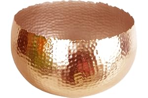 Leaf XL Metal Bowl Planter 32 x 20cm Hammered Copper Colour - Curvy Edge Marca