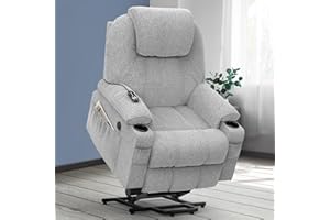 ‎YONISEE YONISEE Fernsehsessel Elektrisch Verstellbar, Aufstehhilfe Massagesessel mit Massage Wärmefunktion Seniorensessel, Relaxliege mit Fußteil, 2 Seitentaschen und Getränkehalter,USB-Anschlüsse, Grau