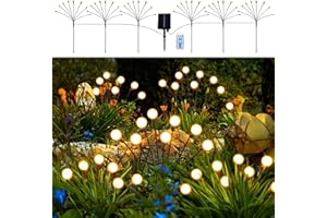 GMYPIC Solar Lights Outdoor Garden 6 Pack 8 LED Upgraded 8 Modes Firefly Lights Solar Powered Waterproof Swaying Lights with Remote Control for Fence Ornaments Pathway Yard Landscape (Warm White)