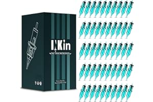 INKin Aghi Tattoo Misti 50Pezzi, Cartucce Tattoo #10 Bugpin 0,30mm Round Liner (1RL 3RL 5RL 7RL 9RL) Aghi per Tatuaggi Usa e Getta con Affilati e Membrana Professionale per Tatuatore - Vitex