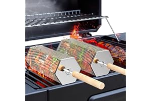 ivtivfu Cesta de Parrilla Rodadiza, Mango Extraíble, Acero Inoxidable 304, Anidadas Accesorios Barbacoa carbon para Verduras, Utensilios bbq para Exterior Camping, Regalos Originales Hombre cumpleaños