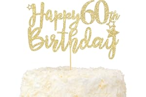 LOVENJOY Happy 60th Birthday Cake Topper Oro Glitterato Hello 65 e Favolosa Decorazioni Torta Compleanno