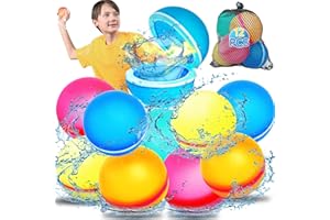 LaifuTu 12 Stück Wasserbomben Wiederverwendbar, Wasserbomben mit 1 Mesh Bag, Wiederverwendbare Wasserbomben, Magnet Wasserbomben Selbstschließend für Strand, Pool, Party, Outdoor Spiele für Kinders
