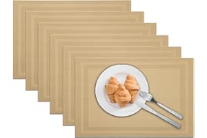 marysgift Gold Placemats Heat Resistant Place Mat Table Washable Non Slip Dining Set for Home Restaurant Accessories Easy to Clean, Gold