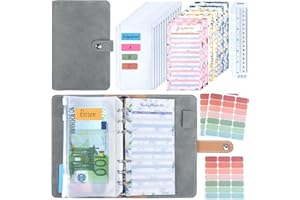 Budget Planner, Binder - Haushaltsbuch A6 Planner Geldumschläge Umschlagmethode,Budgetplaner Geld Organizer Sparbuch mit Foli